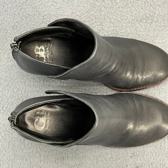 Gianni Bini Black Leather Western Wedge Heel Zip Back Ankle Bootie Women 9.5M - Picture 8 of 10